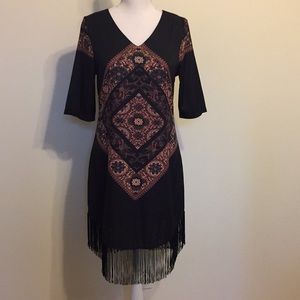 Fashion Union Boho Mini Dress W/ Fringe